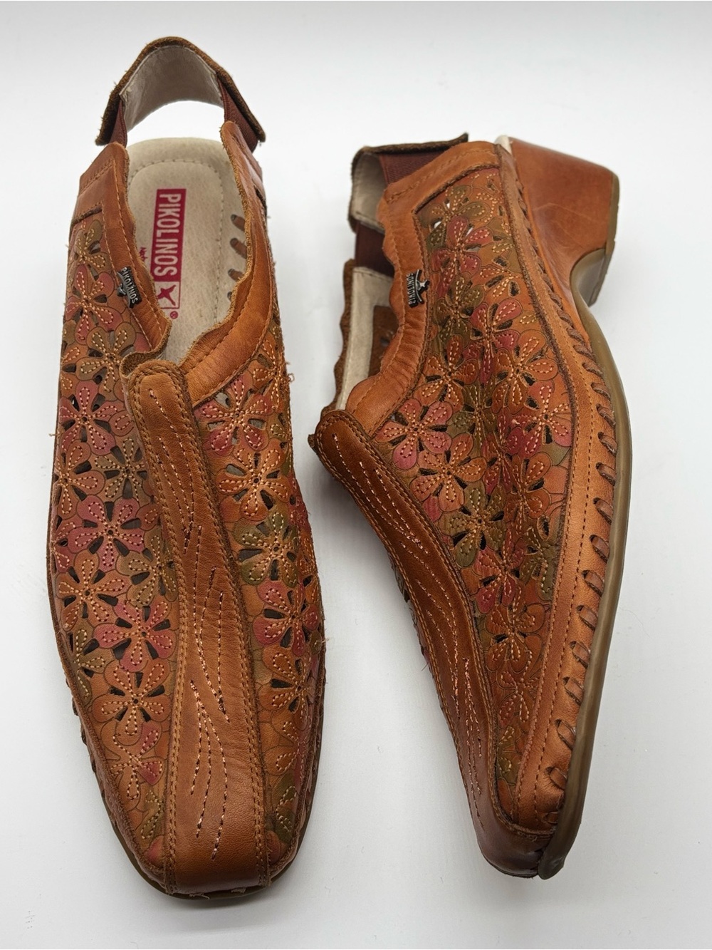 Pikolinos Romana Brown Leather Slingback Heels 10-10.5 Boho Artisan Cottage 41